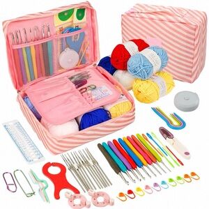 Crochet Kit with Colorful Yarn and Tools